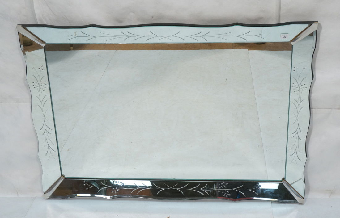 Large Vintage Etched Mirror Frame Wall Mirror. Be (1 of 8)