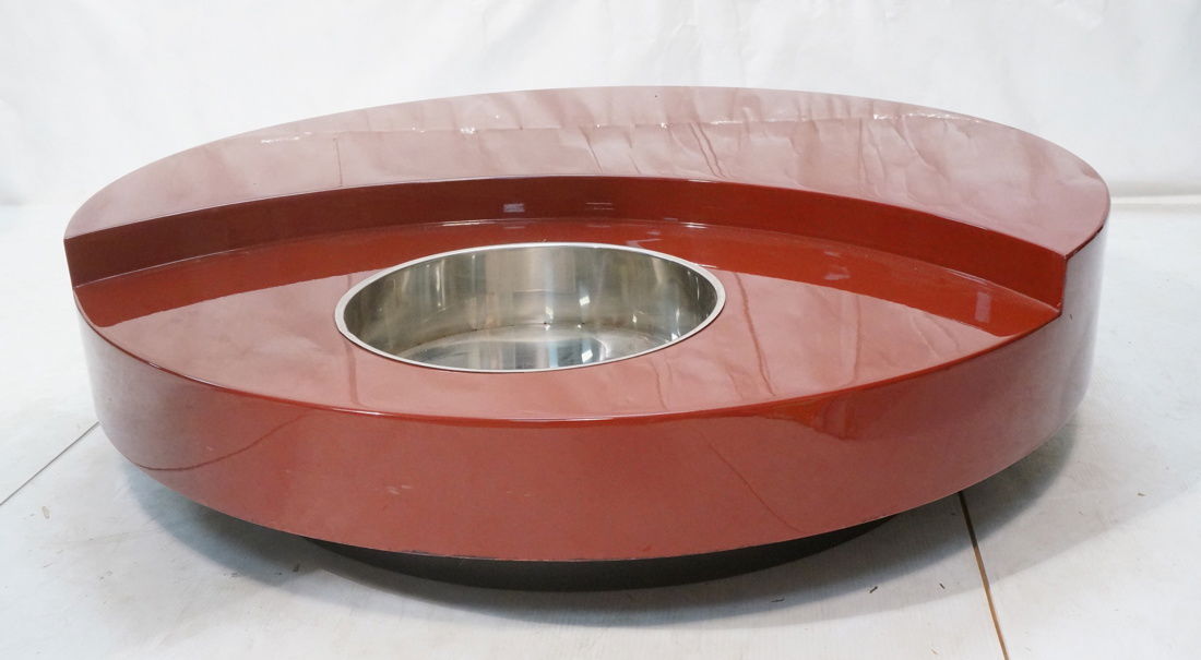 WILLY RIZZO Burgundy Lacquered Round Cocktail Tab (1 of 8)