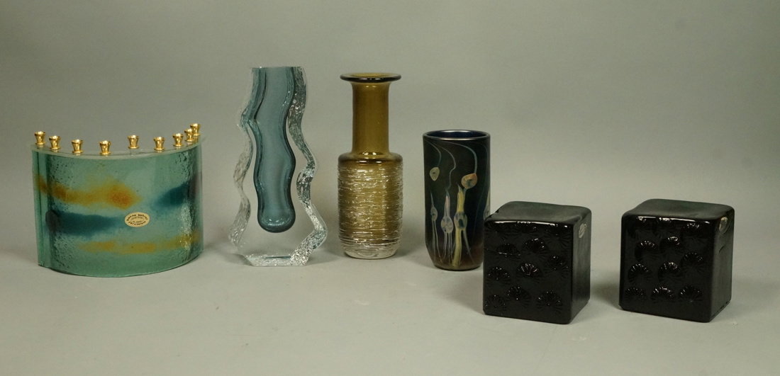 Lot 6pc Art Glass. 1) HANNA BAHRAL Art Glass Slab (1 of 8)