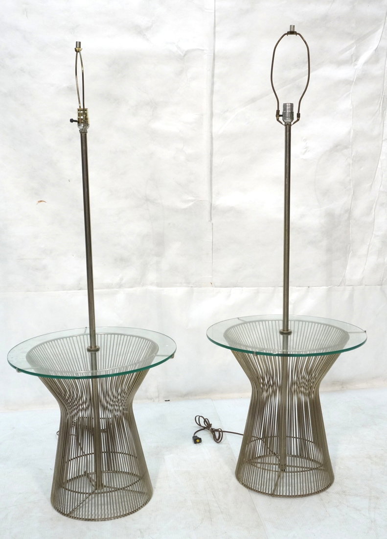 Pr WARREN PLATNER style Lamp Tables. Chromed rod (1 of 8)
