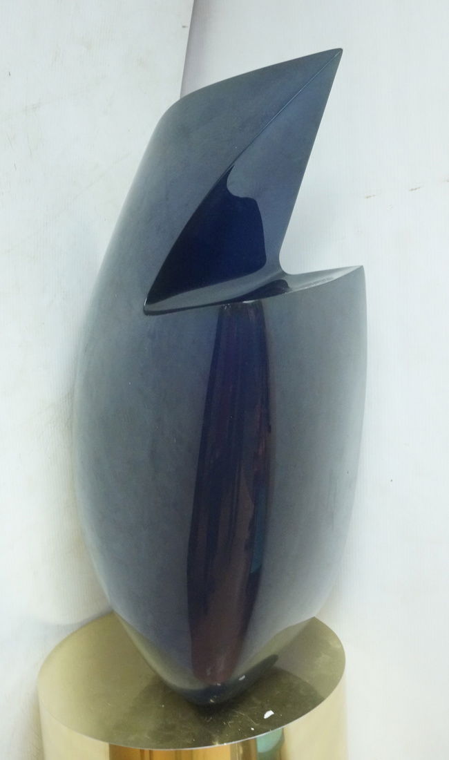 Blue Lucite Large Modernist Sculpture on brass to (1 of 10)