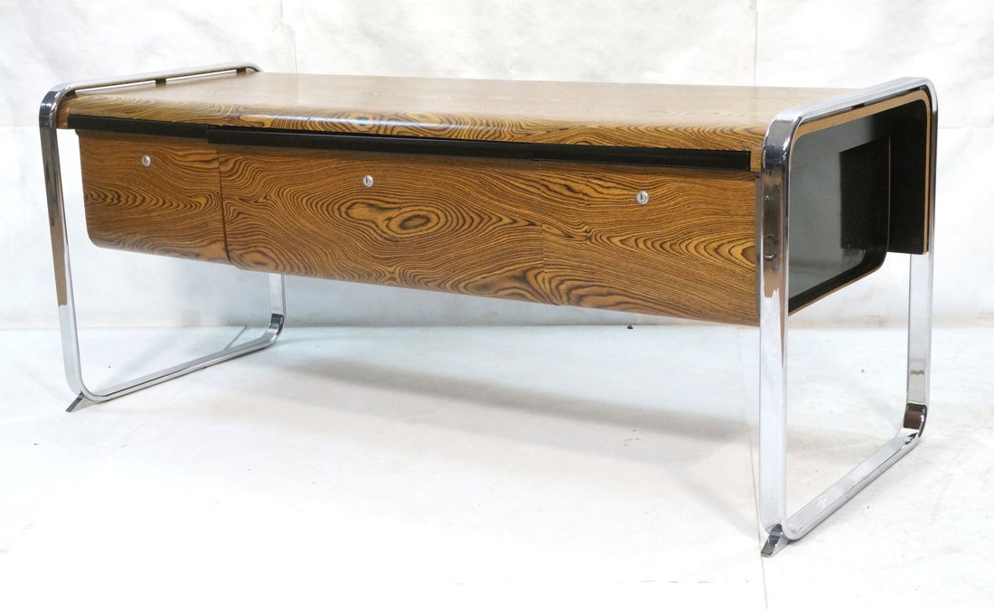 HERMAN MILLER Three Drawer Credenza. Zebra Wood. (1 of 5)