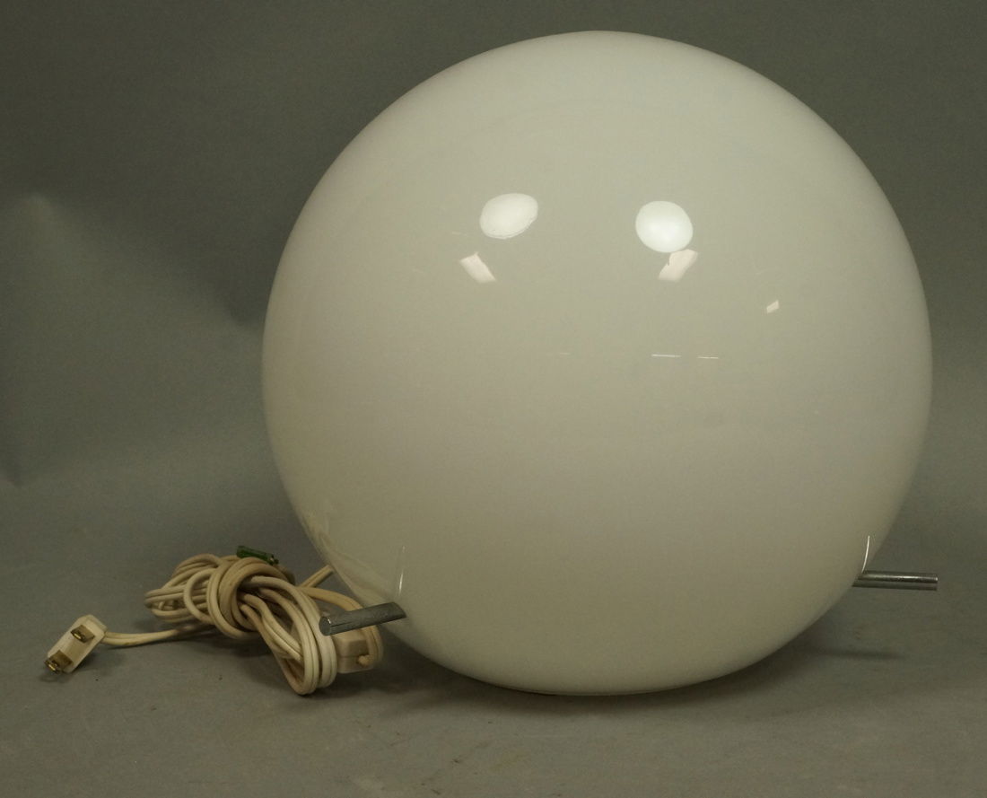 Round Glass Globe Table Lamp. Three chromed metal (1 of 6)