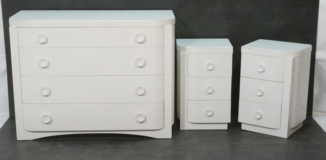 3pc Bedroom Set. Art Deco style set painted white (1 of 6)