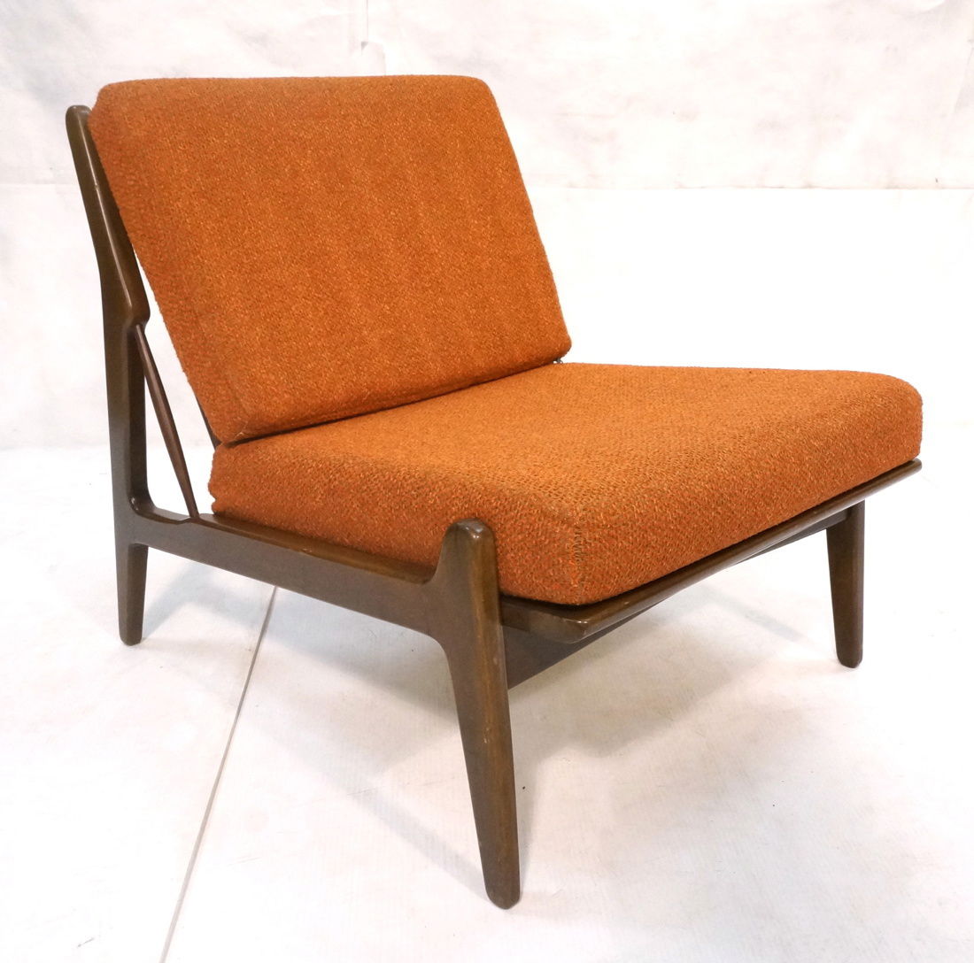 American Modern Lounge Chair. Burnt Orange Fabric (1 of 6)
