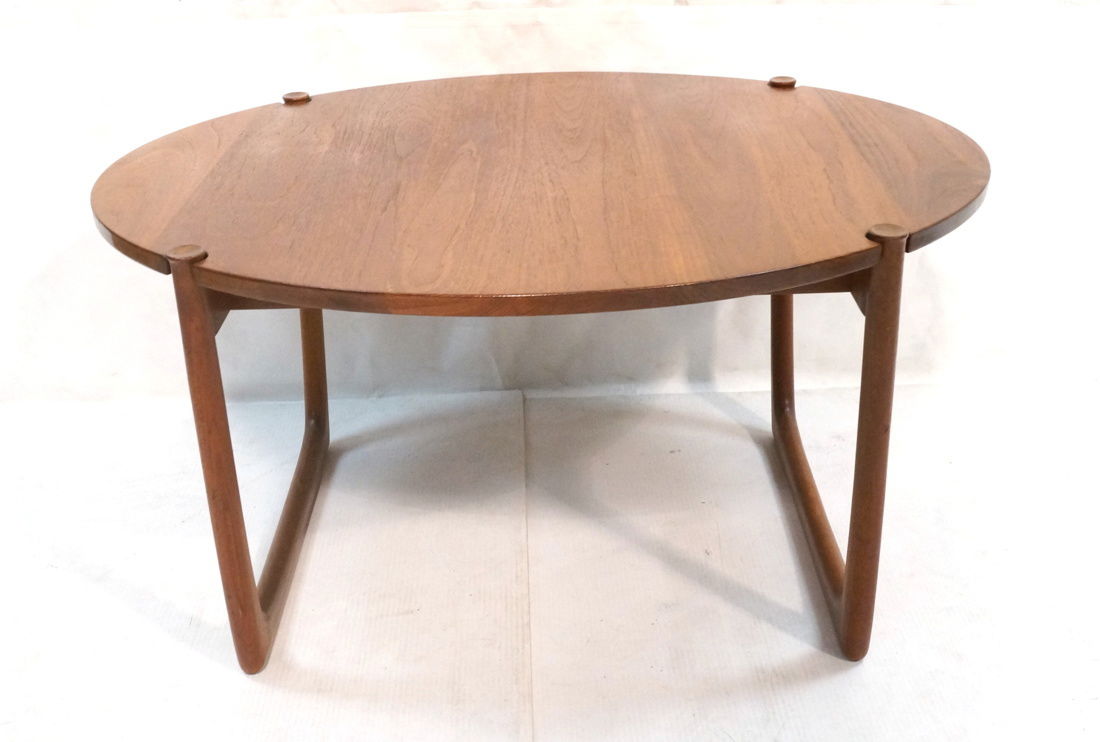 Round Walnut JOHN STUART Coffee Table. Shaped woo (1 of 8)
