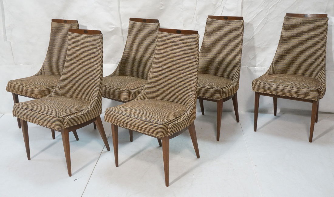 Set 6 Modernist Dining Chairs. Tall backs; walnut (1 of 8)