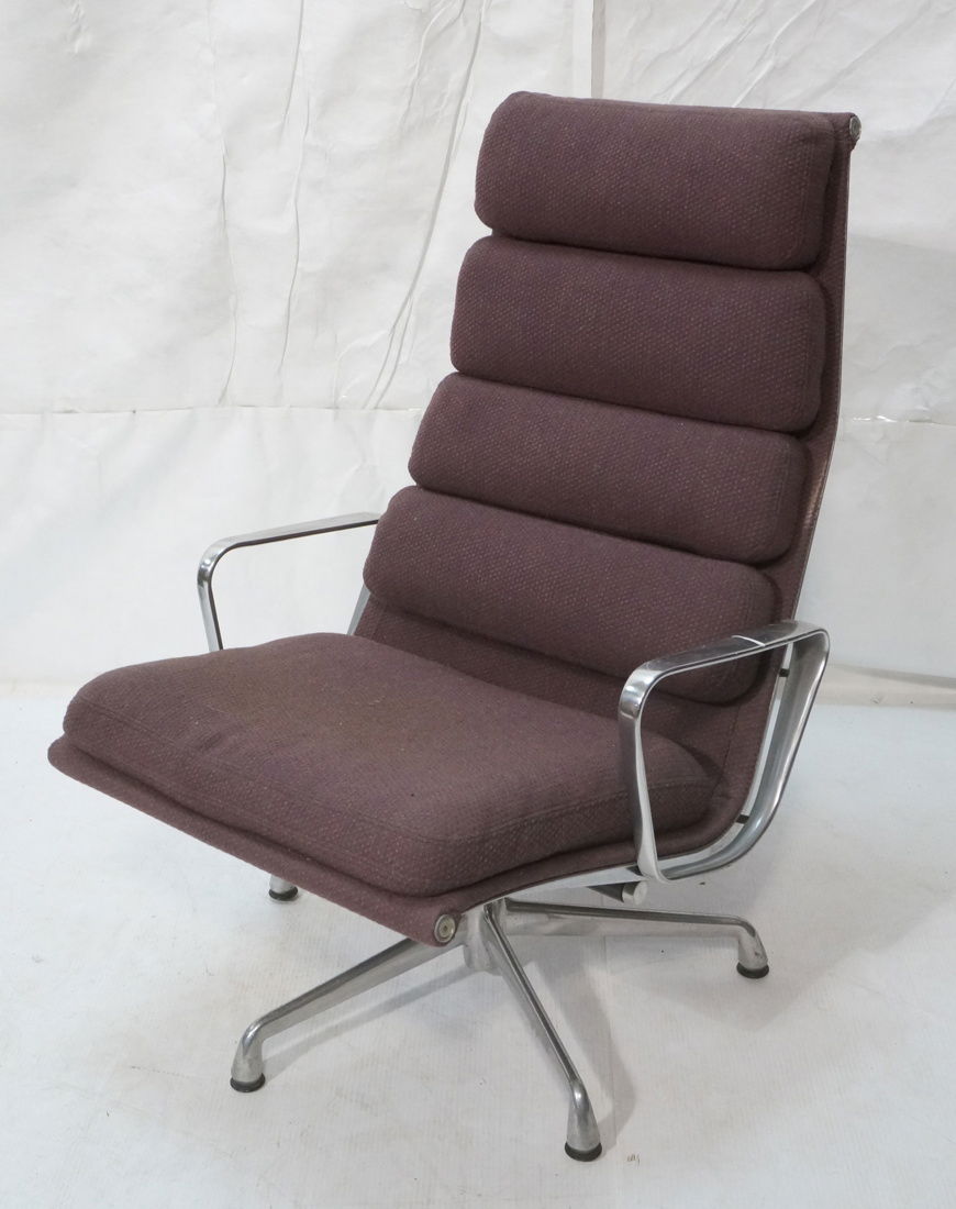HERMAN MILLER Aluminum Group Lounge Chair. CHARL: HERMAN MILLER Aluminum Group Lounge Chair. CHARLES EAMES. Deep plum fabric. -- Dimensions: H: 35 inches: W: 25 inches: D: 25 inches ---