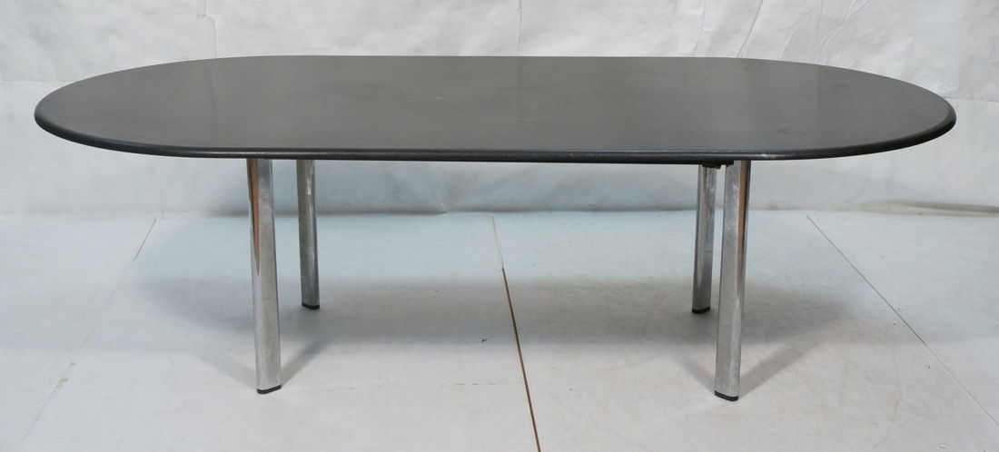 KNOLL Black Granite Oblong Dining Table. Chrome L (1 of 9)