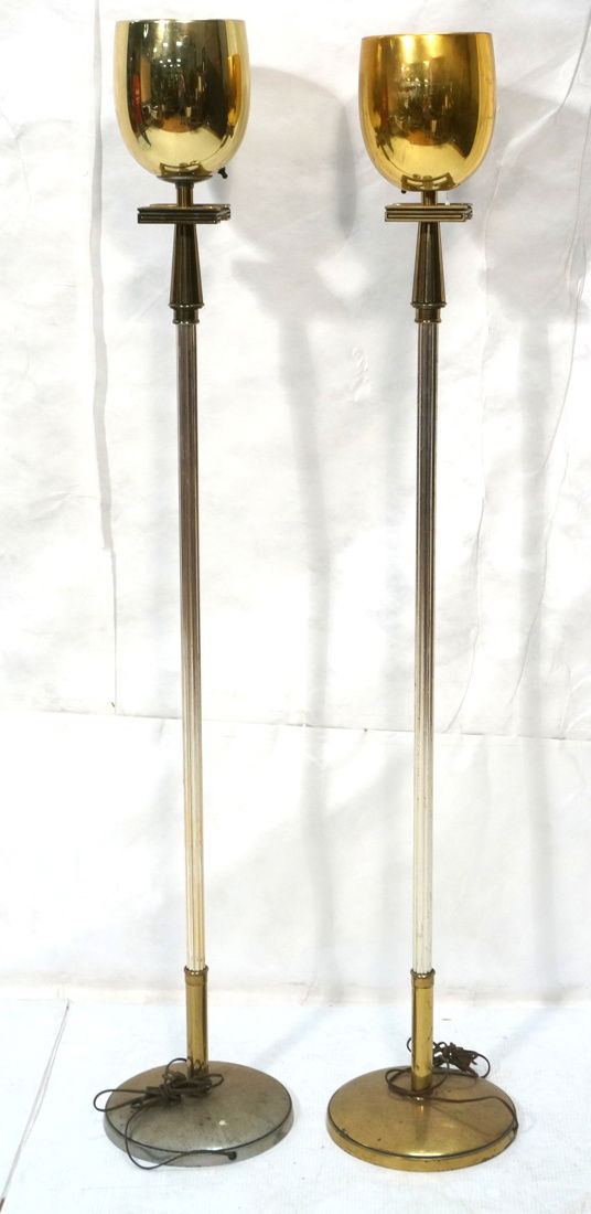 Pr STIFFEL Brass tone Floor Lamps. Torchieres. (1 of 8)