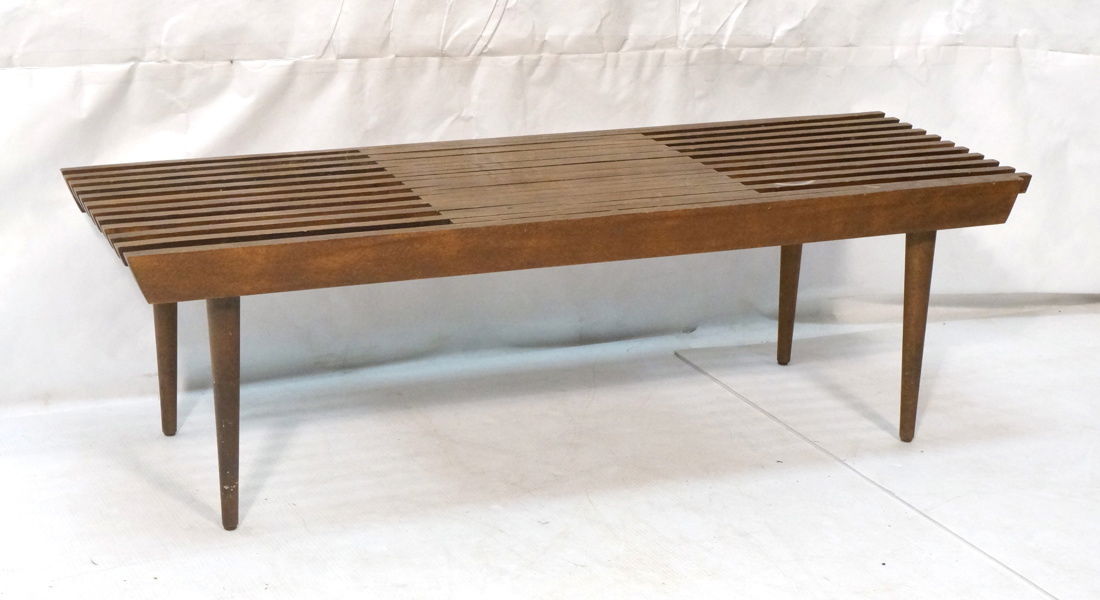 Dark wood Slat Bench Coffee Table. Modernist form (1 of 10)