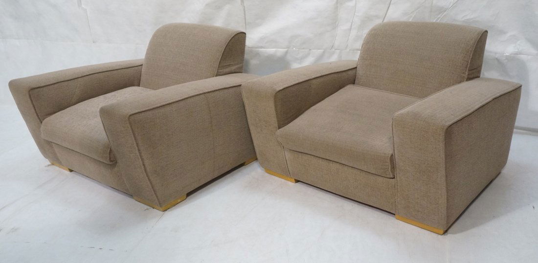Pr Oversized Club Chairs. Modernist wide armed fo (1 of 10)