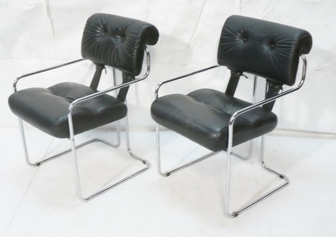 Pr Black Leather & Chrome MARANI Italy Lounge Cha (1 of 10)