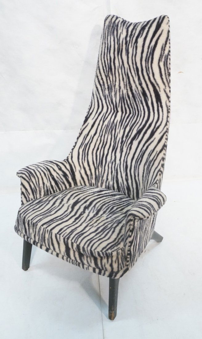 Adrian Pearsall Tall Back Plush Zebra Ebonized Lo: Adrian Pearsall Tall Back Plush Zebra Ebonized Lounge Chair. Tapered back. Ebonized legs. -- Dimensions: H: 54 inches: W: 25 inches: D: 23 inches ---