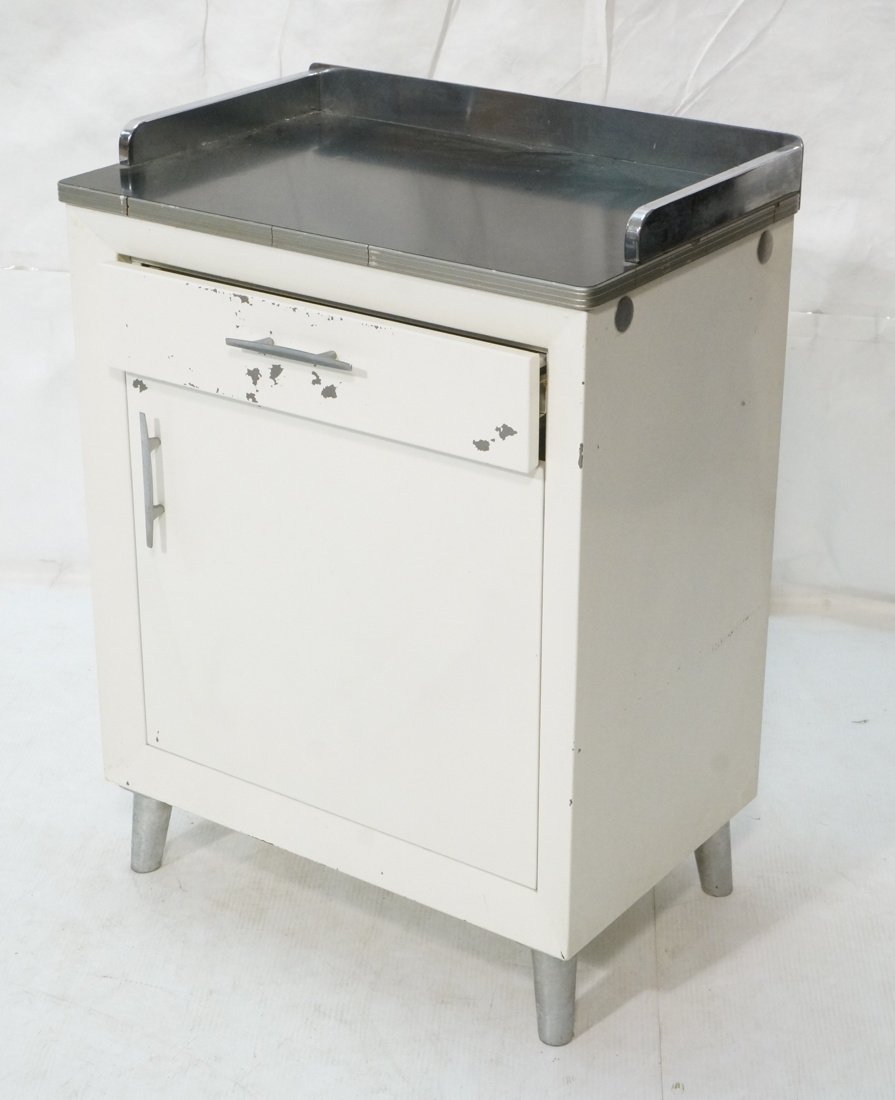 White Metal Industrial Cabinet. Black laminate to (1 of 6)