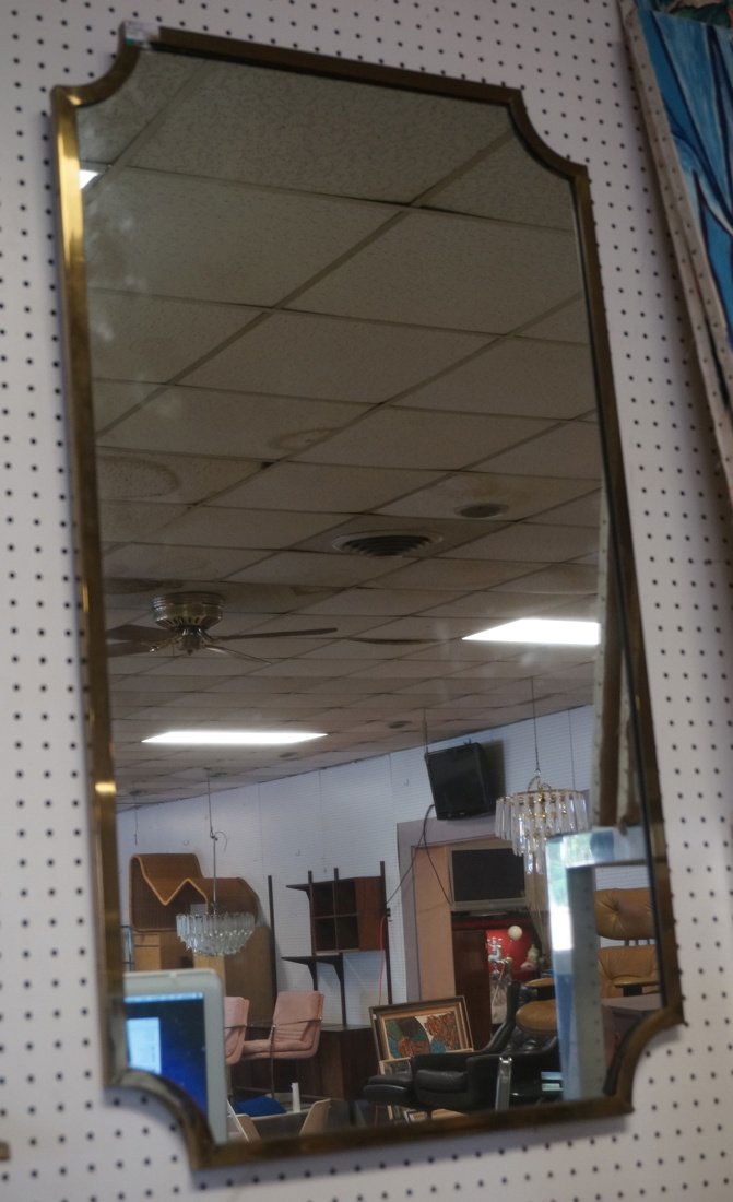 Brass Trimmed Wall Mirror. Modernist. Rectangle w (1 of 7)