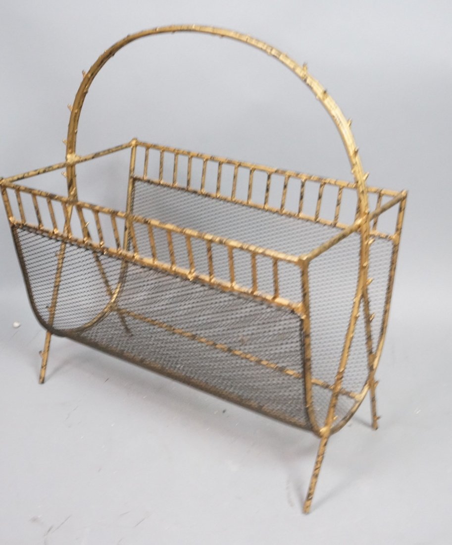 Gilt metal magazine rack. Mesh design. Double han (1 of 5)