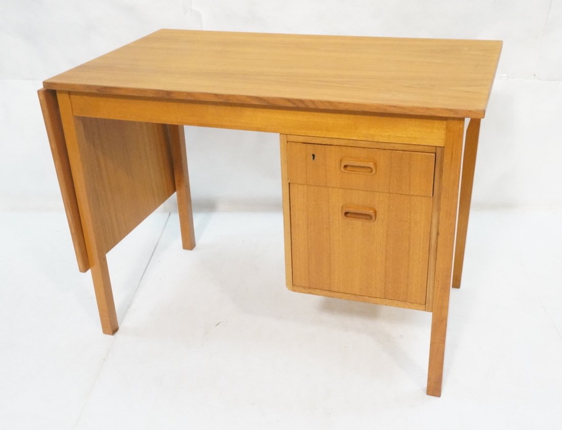 Drop Side Danish Modern Teak Desk. Drop is 19.5" (1 of 5)