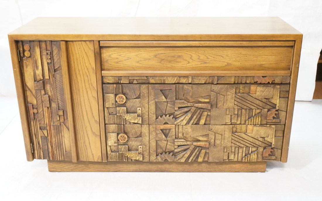 LANE Sculptural wood relief panel front sideboard (1 of 8)