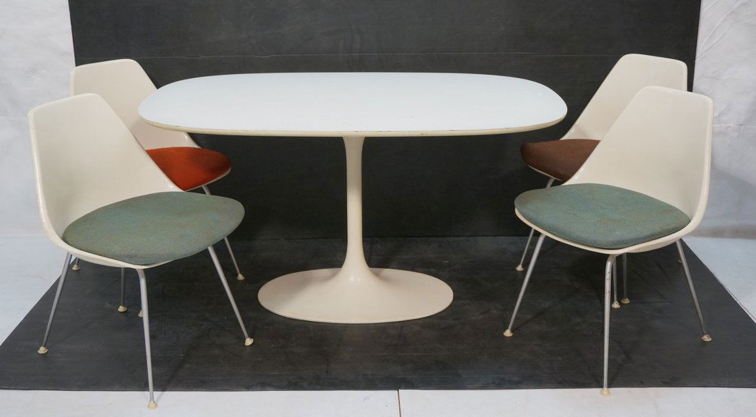 5pc BURKE Dining Set. Oval White Laminate Table. (1 of 10)