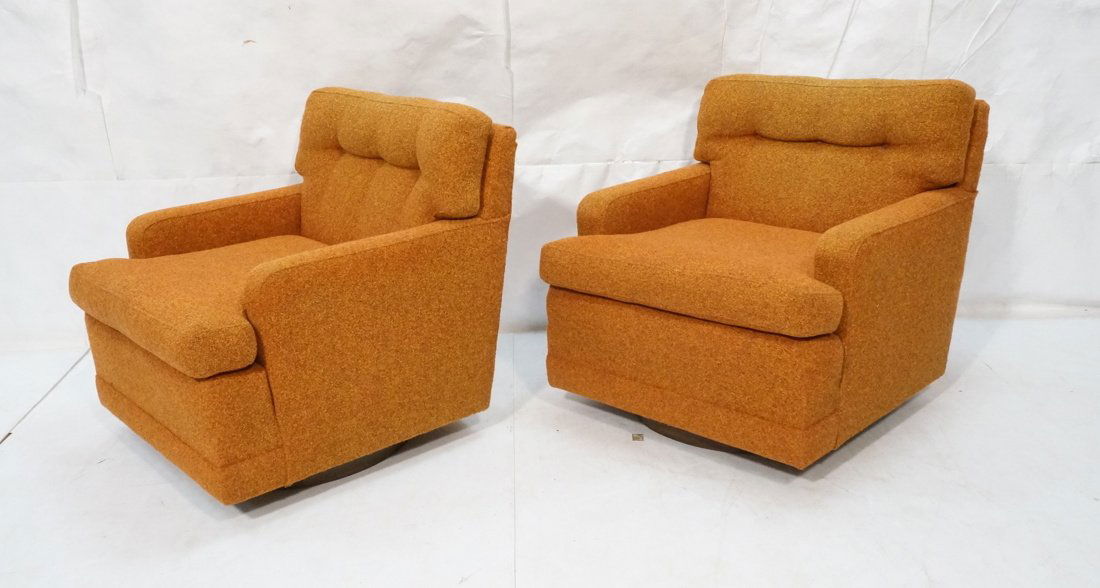 Pr Burnt Orange Swivel Lounge Chairs. Tufted back (1 of 7)