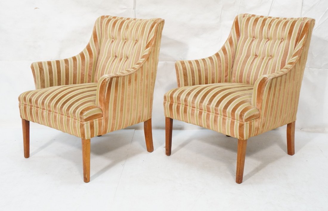 Pr Decorator Fire Side Chairs. Plush peach & gree (1 of 10)