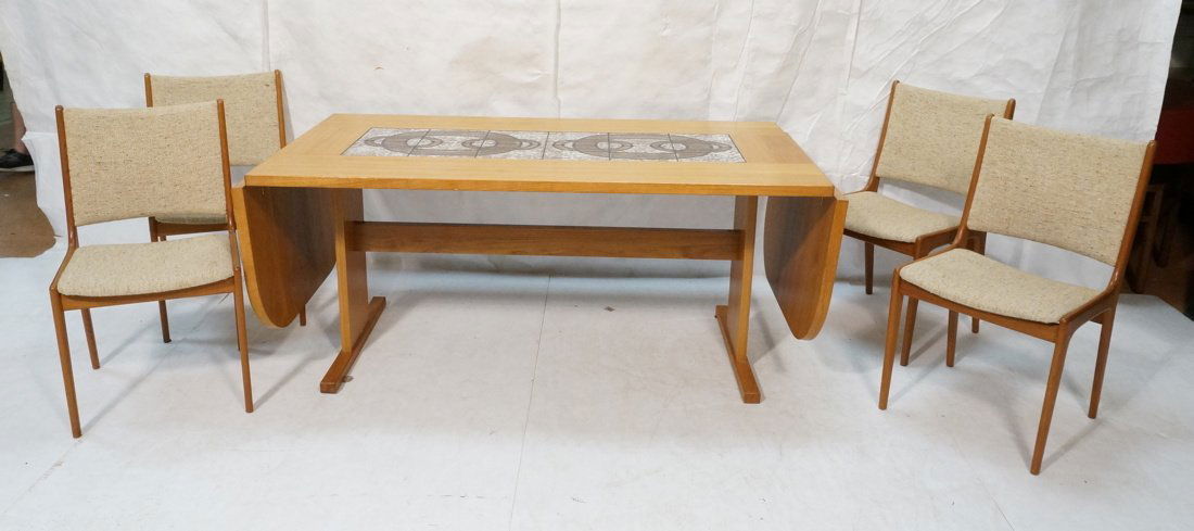 Danish Modern Teak Dining Set. Inset ceramic tile (1 of 10)