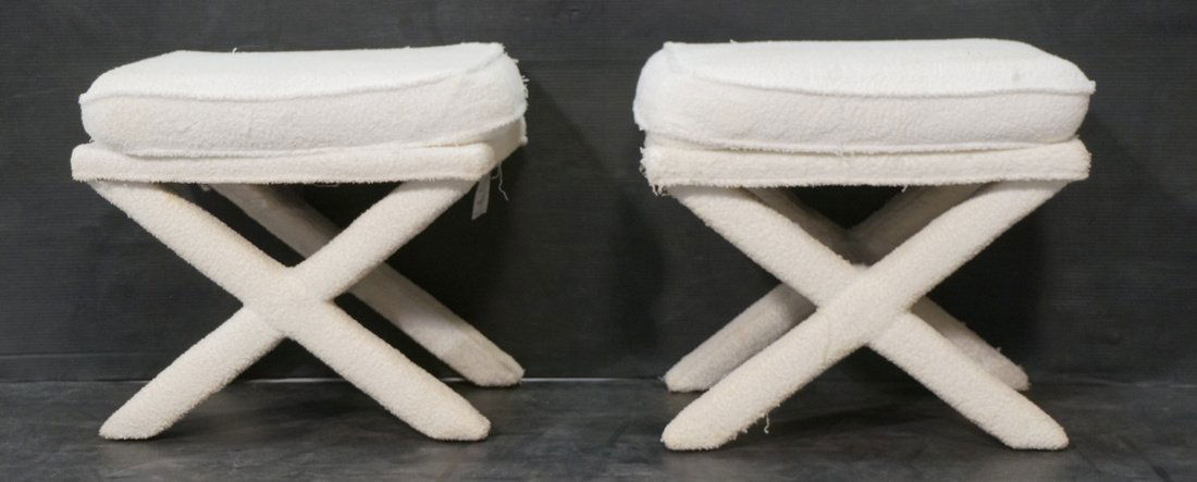 Pr Terry Cloth Billy Baldwin style benches stools (1 of 9)