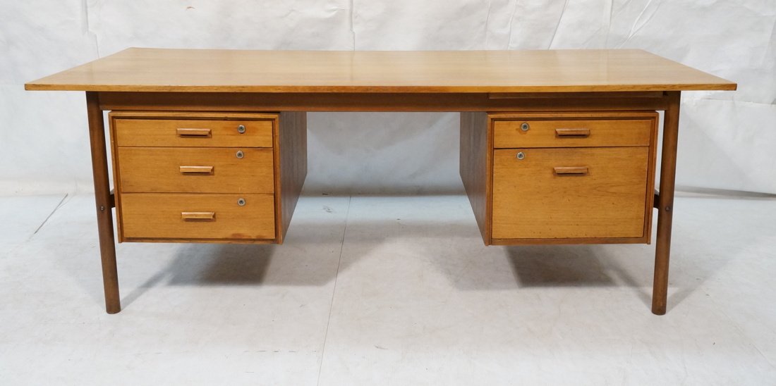 Large Executive 5 drawer Modernist Desk. Teak Dan: Large Executive 5 drawer Modernist Desk. Teak Danish Modern-- Dimensions: H: 28.5 inches: W: 78.5 inches: D: 37.25 inches ---