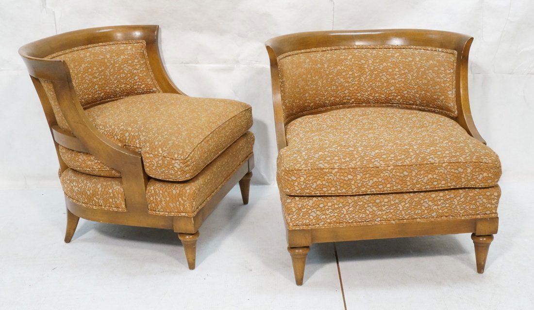 Pr Low Lounge Chairs. Bowed backs. Wood frames. P (1 of 10)