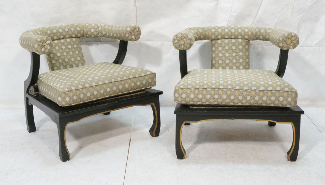 Pr Decorator "Horn" Back Lounge Chairs. Ebonized (1 of 10)