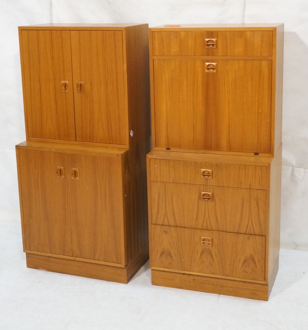 2pcs Danish Modern Teak Cabinets. One with two do (1 of 10)