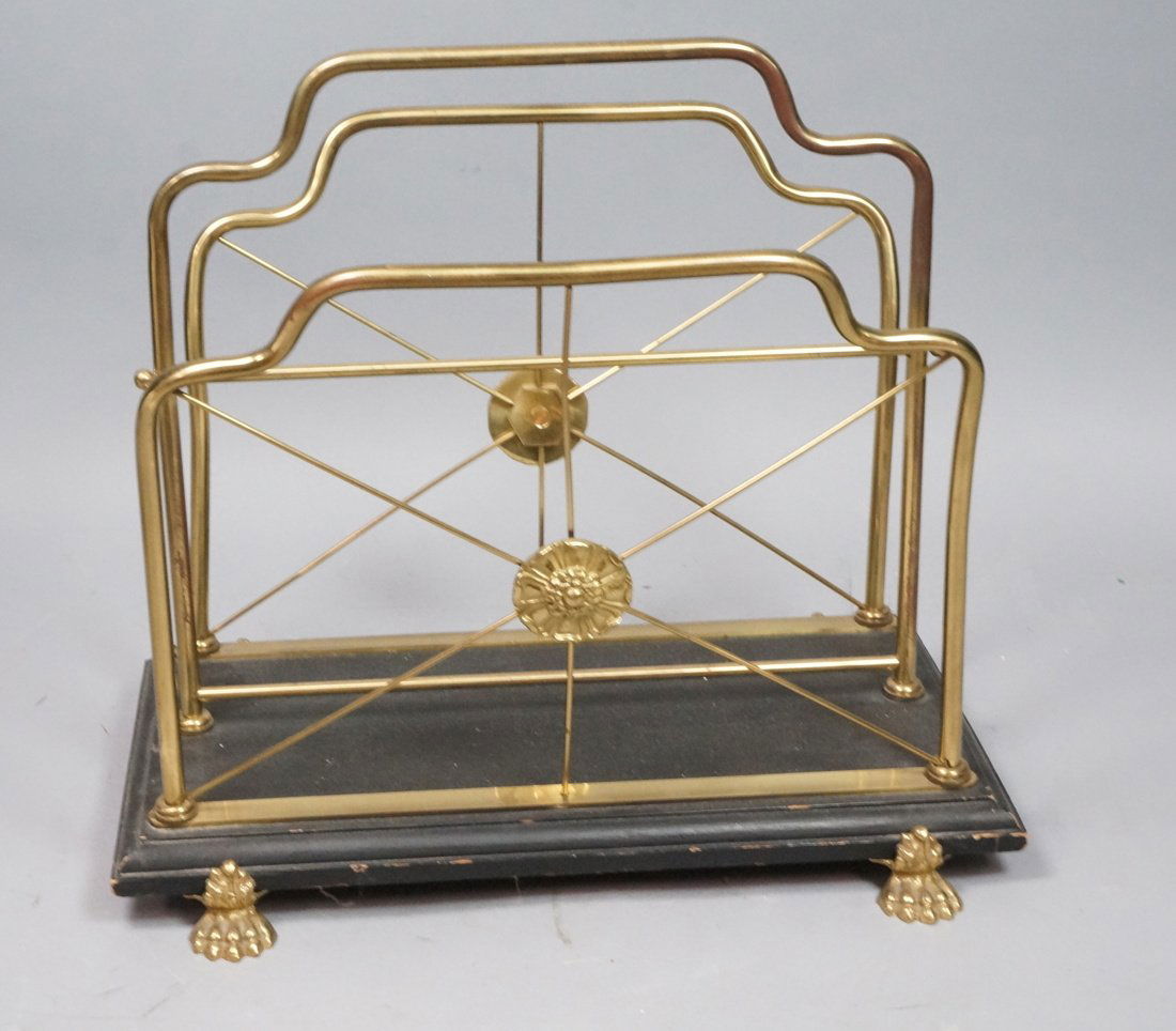 Regency style Brass Magazine Rack. Brass paw feet (1 of 8)