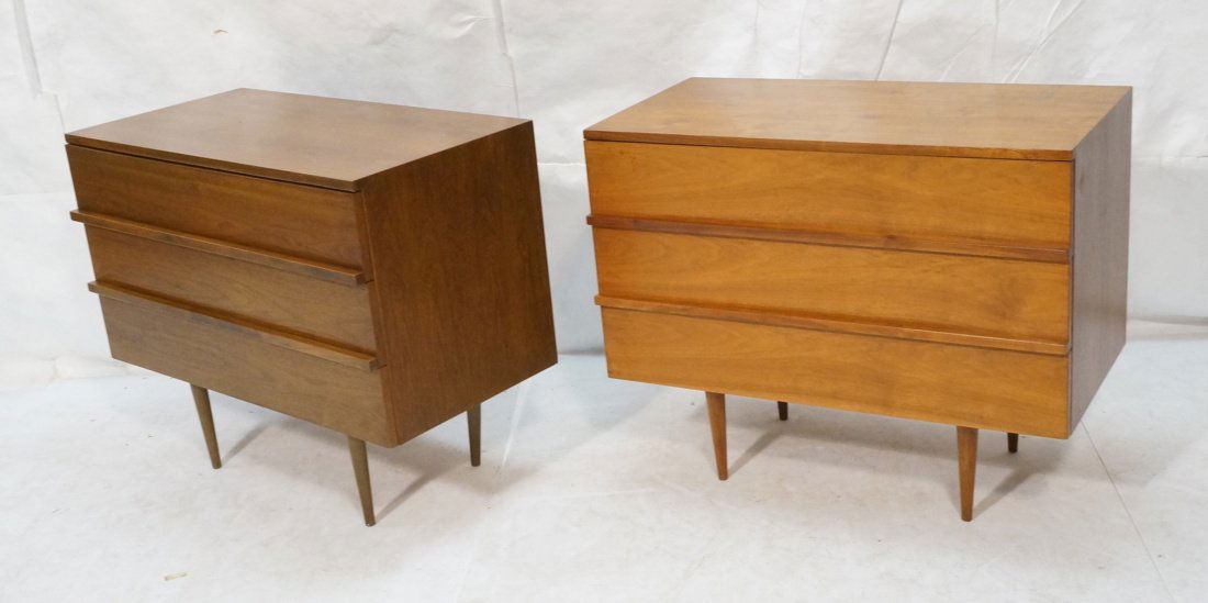Two Walnut Night Stands. Three Drawers. Tapered s (1 of 8)