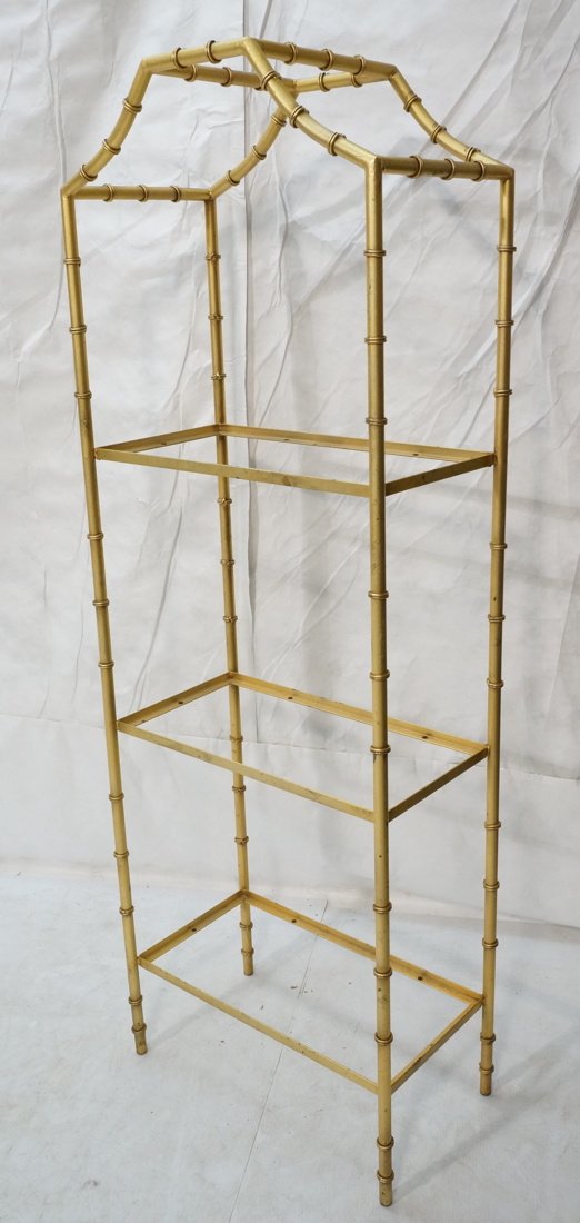 Gold painted Metal Faux Bamboo Etagere. Shelf Uni (1 of 8)