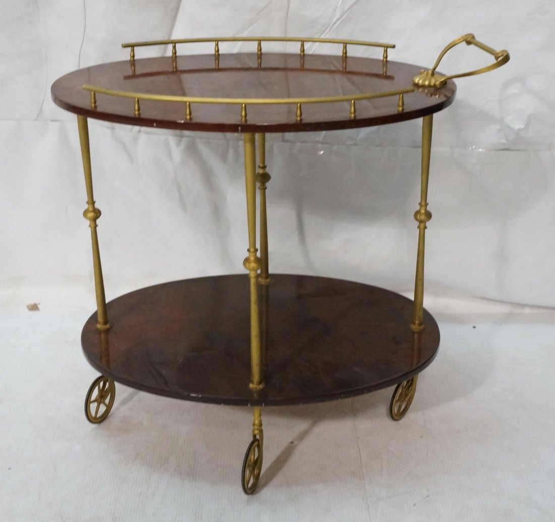 ALDO TURO Style Italian Bar Cart. Gilt metal fram (1 of 9)