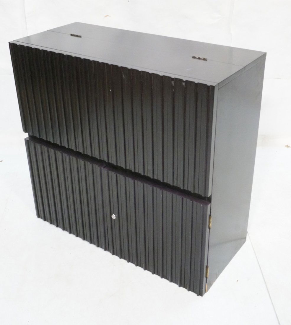 Black Lacquer Bar Cabinet. Drop down front over t (1 of 7)