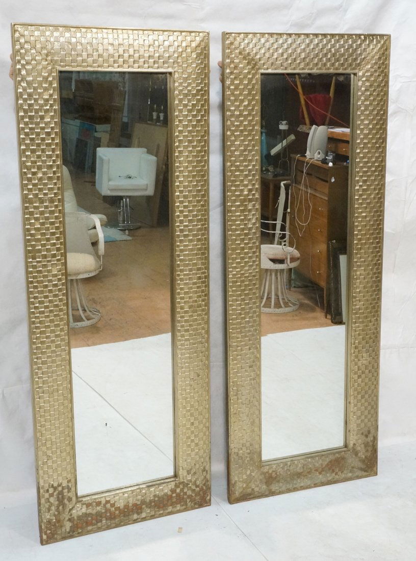 Pr Large Decorator Framed Wall Mirrors. Gilt wove (1 of 10)