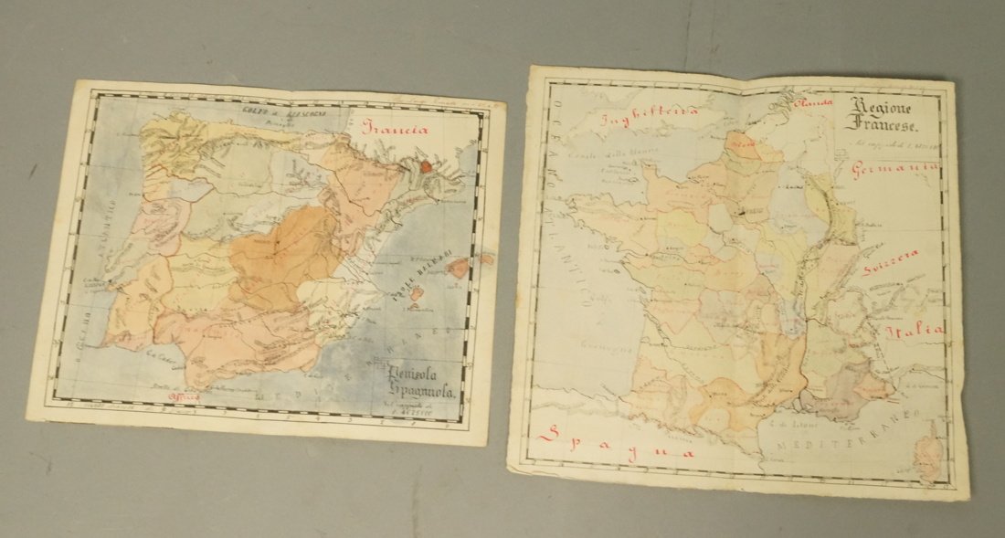 Lot 2 Hand Made Maps. "Regione Francese" & "Franc: Lot 2 Hand Made Maps. "Regione Francese" & "Francia". By LOUIGI FOCARDI. Signed Upper Right. -- Dimensions: H: 10.75 inches: W: 11 inches --- US Shipping charge: $20