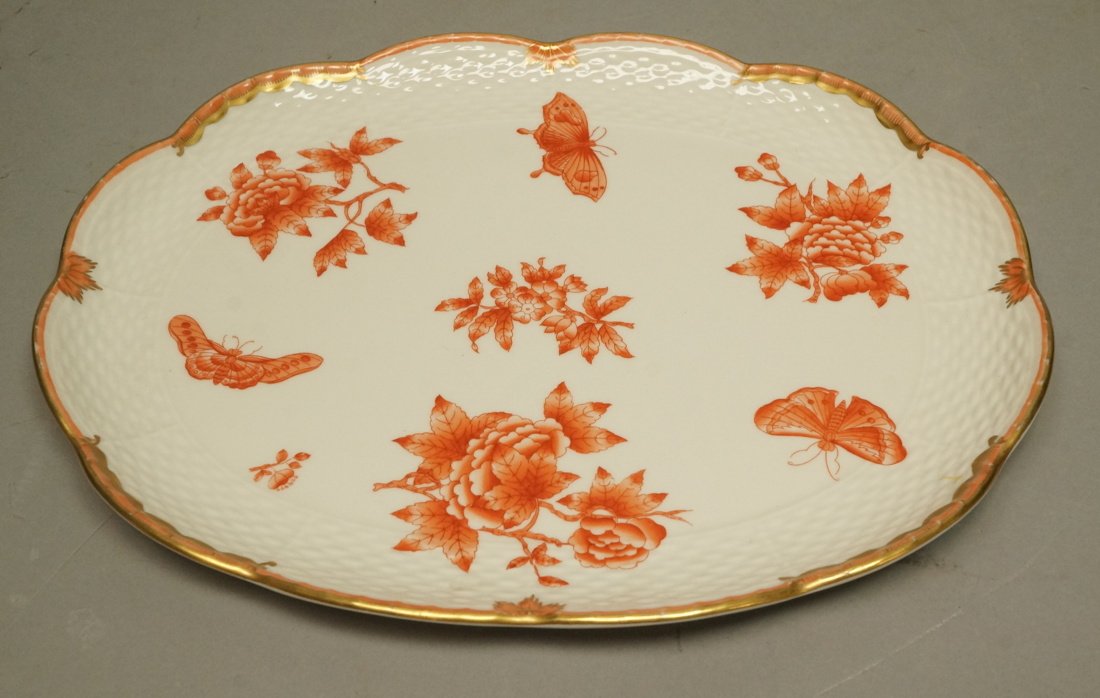 HEREND Hungary Oval Plate Dish. Basket weave desi (1 of 6)