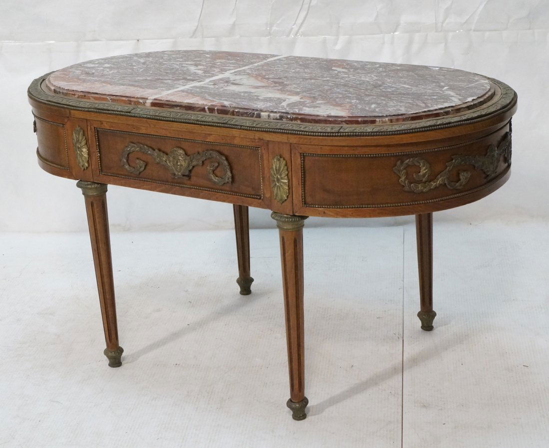 Marble Top French Oval Coffee Table. Bronze ormol (1 of 9)