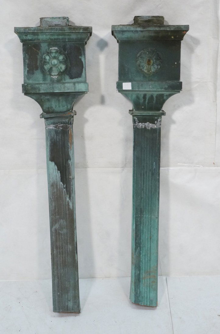 Pr Patina Copper Architectural Down spouts. Fancy (1 of 10)