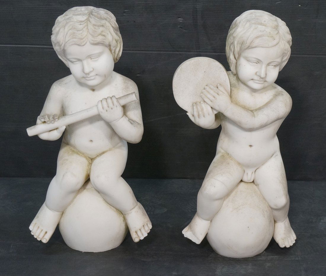 Pr Carved Marble Garden Ornaments. Young boys wit (1 of 10)