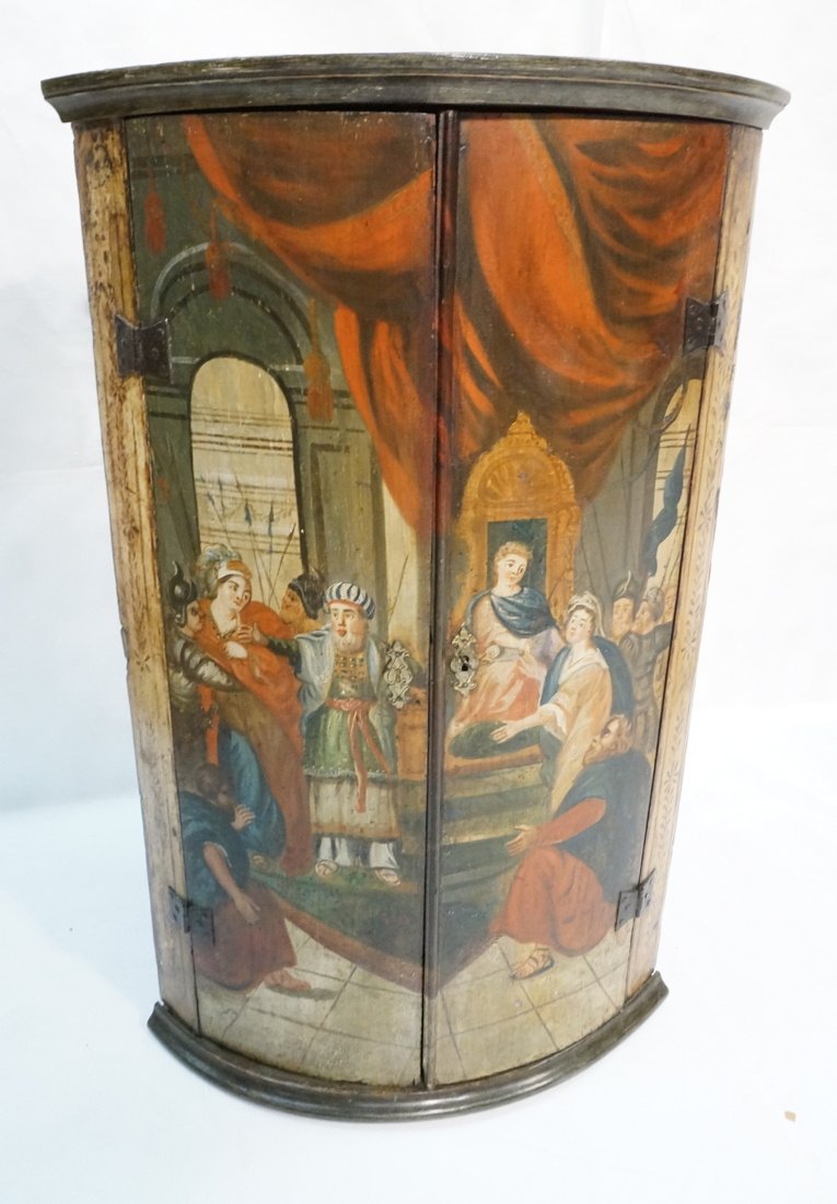 Primitive Painted Wood Corner Cabinet. Genre scen (1 of 8)