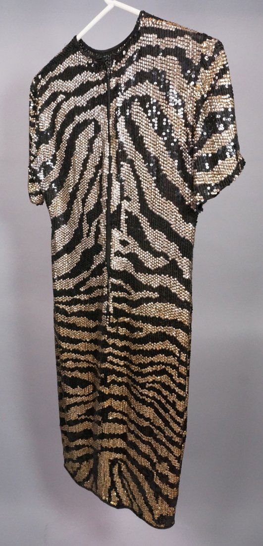 HALSTON Black & Silver Sequined Zebra design Ladi (1 of 8)