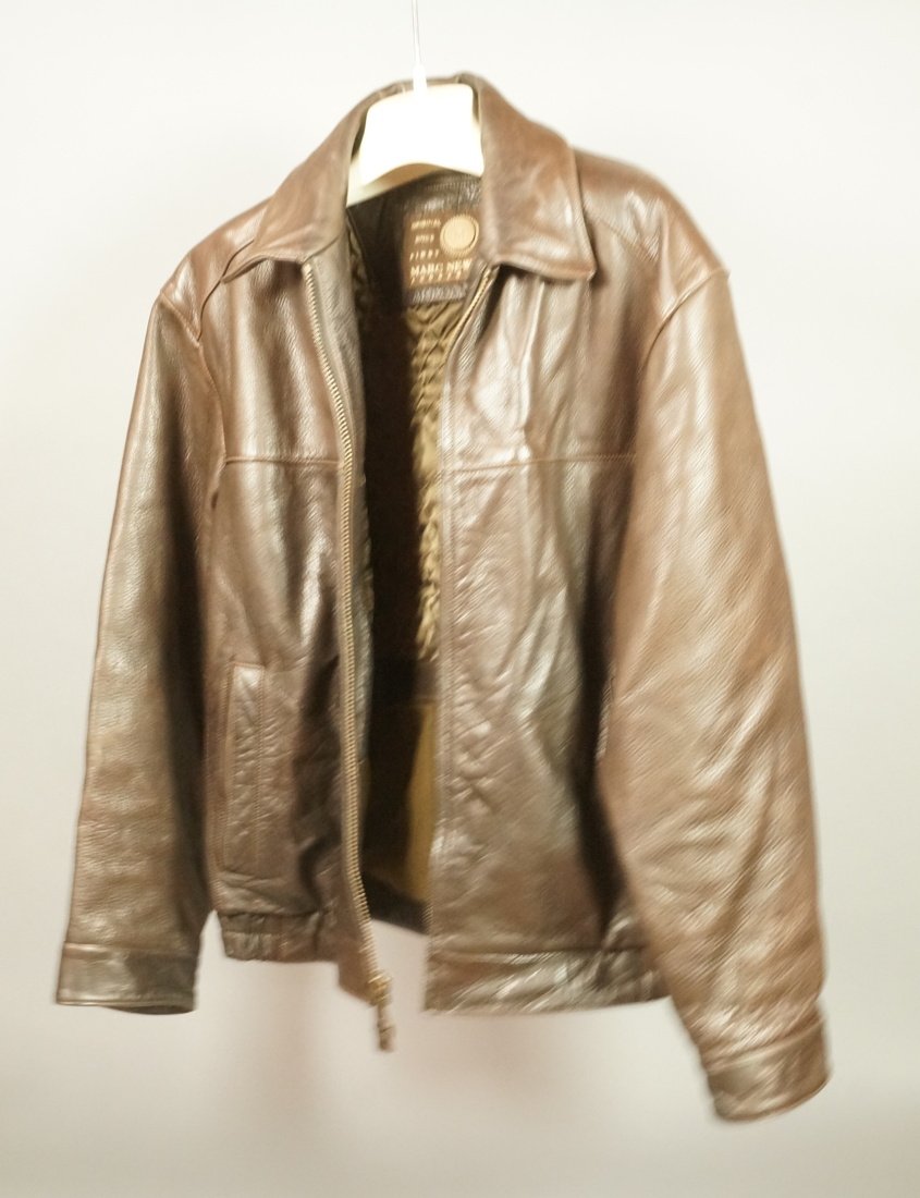 Men's Dark Brown Leather Bomber Jacket. MARC New (1 of 10)