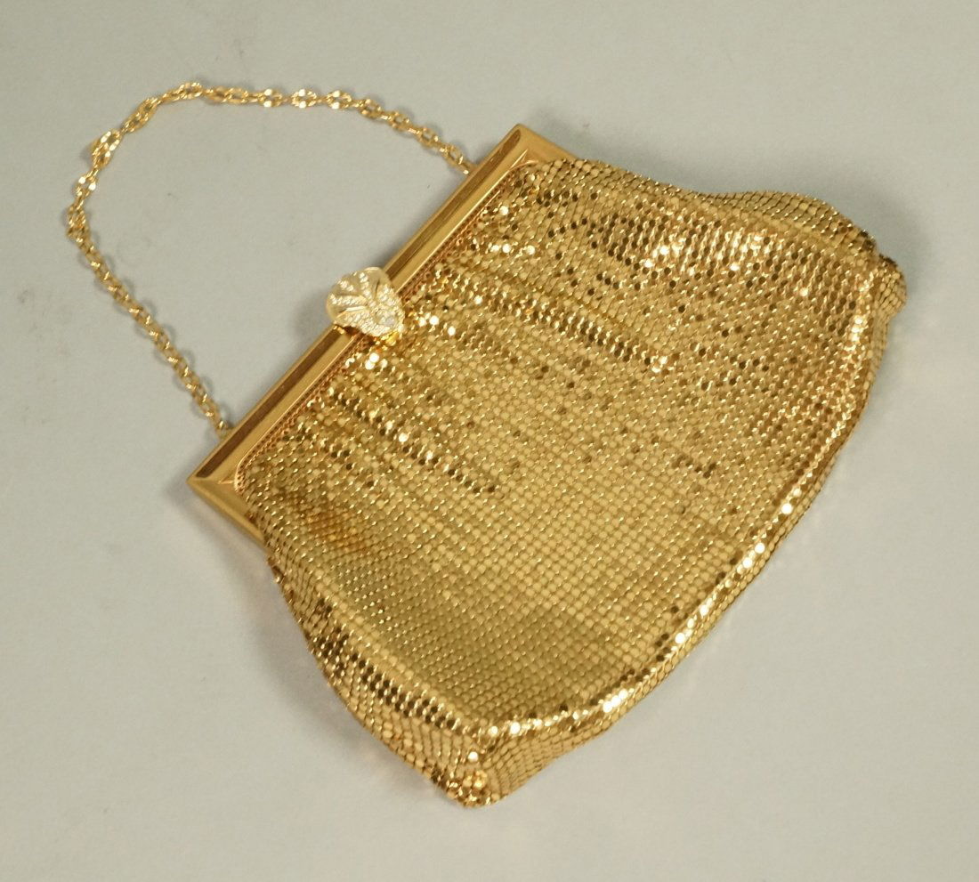 WHITING & DAVIS Gold Tone Mesh Evening Purse Hand (1 of 6)