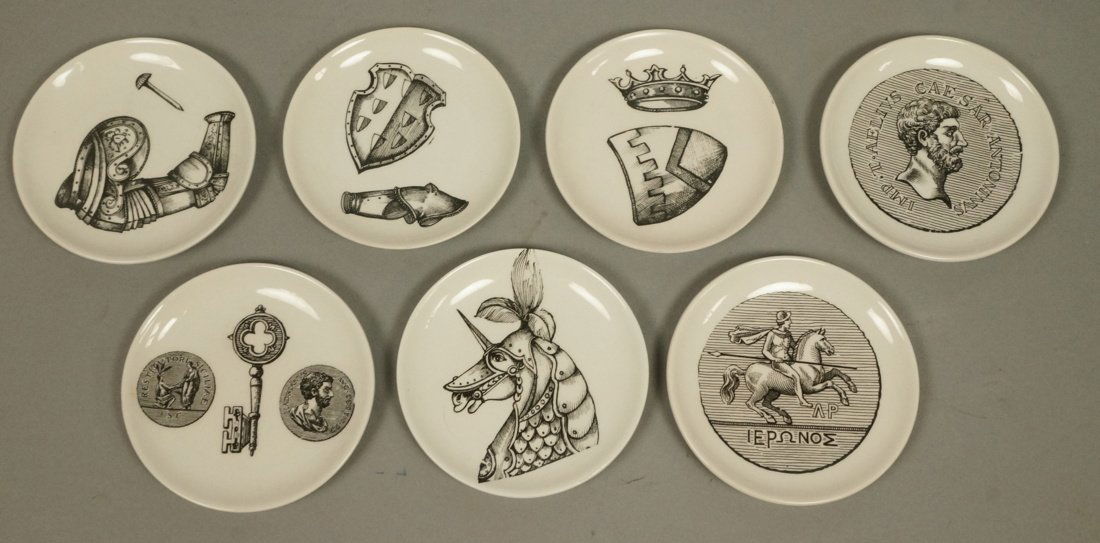 Set 7 PIERO FORNASETTI style Coasters Dishes. Mos (1 of 7)