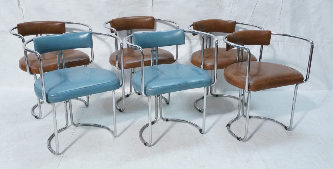 Set 6 Otto Gerdau Leather Chrome Barrell back din (1 of 10)