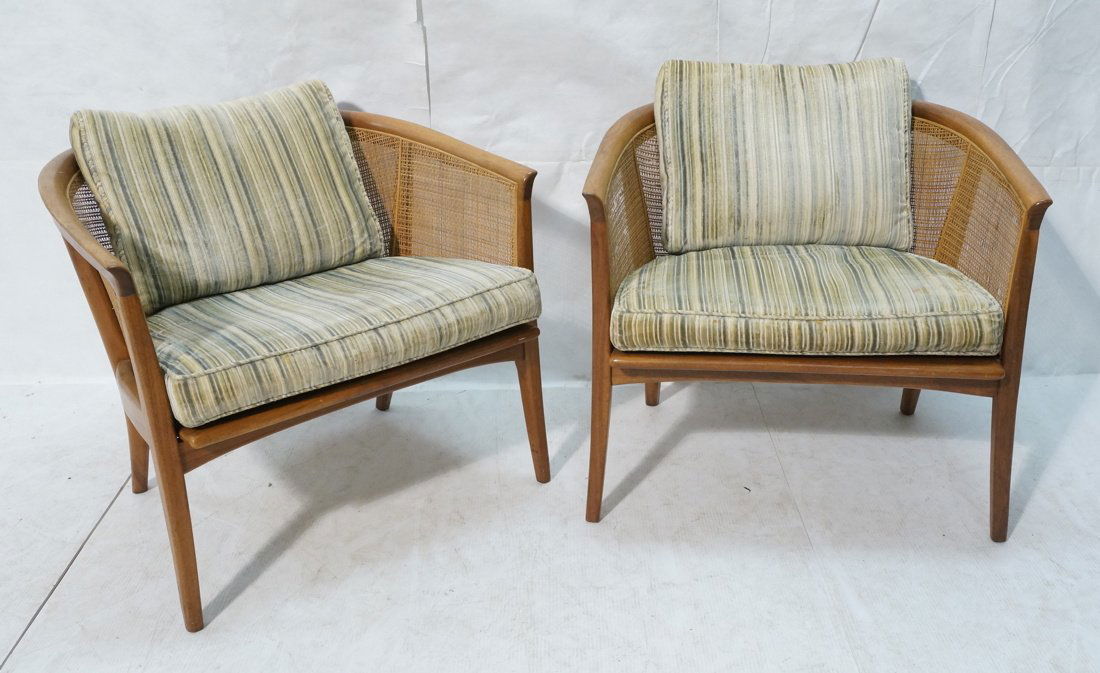 PR THAYER COGGIN Walnut Curved Back Cane Chairs (1 of 10)
